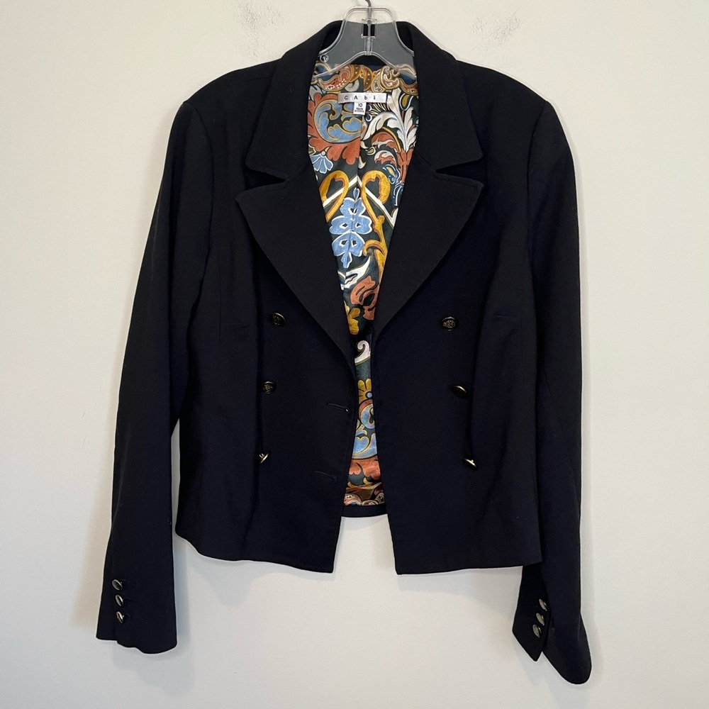 CAbi Navy Double-Breasted Blazer with Gold-Tone Buttons - Picture 13 of 16